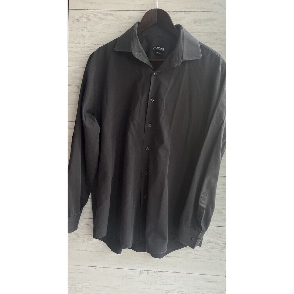 Kenneth Cole New York Men's Size Lg Dress Shirt Black Button Down - Picture 3 of 5
